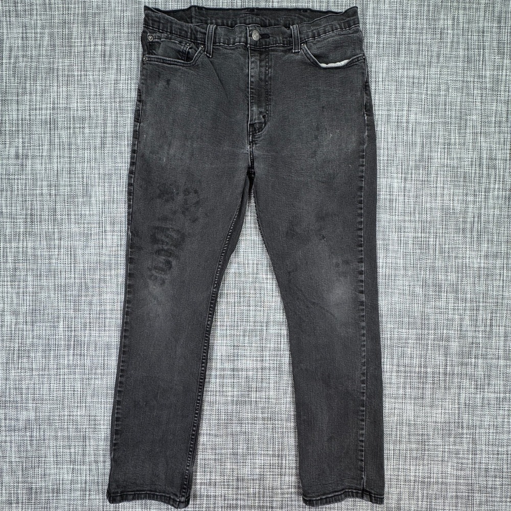 Levis Mens 38x30 Jeans Black Stretch Denim Straight Leg Five Pocket Workwear
